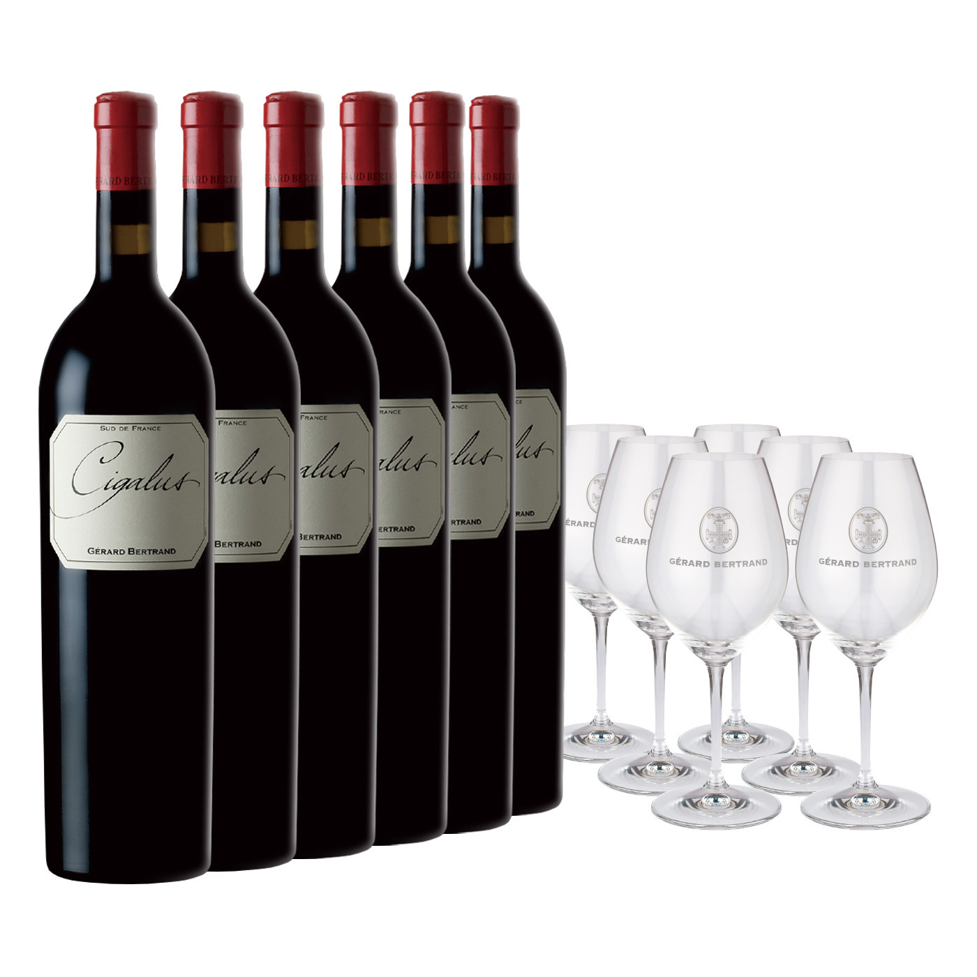 シガリュス ルージュ (2020) 6本 & グラス6脚セット