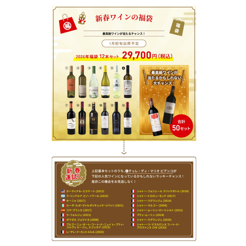 2026 新春ワインの福袋 12本入り 詳細画像 nonvintage 2
